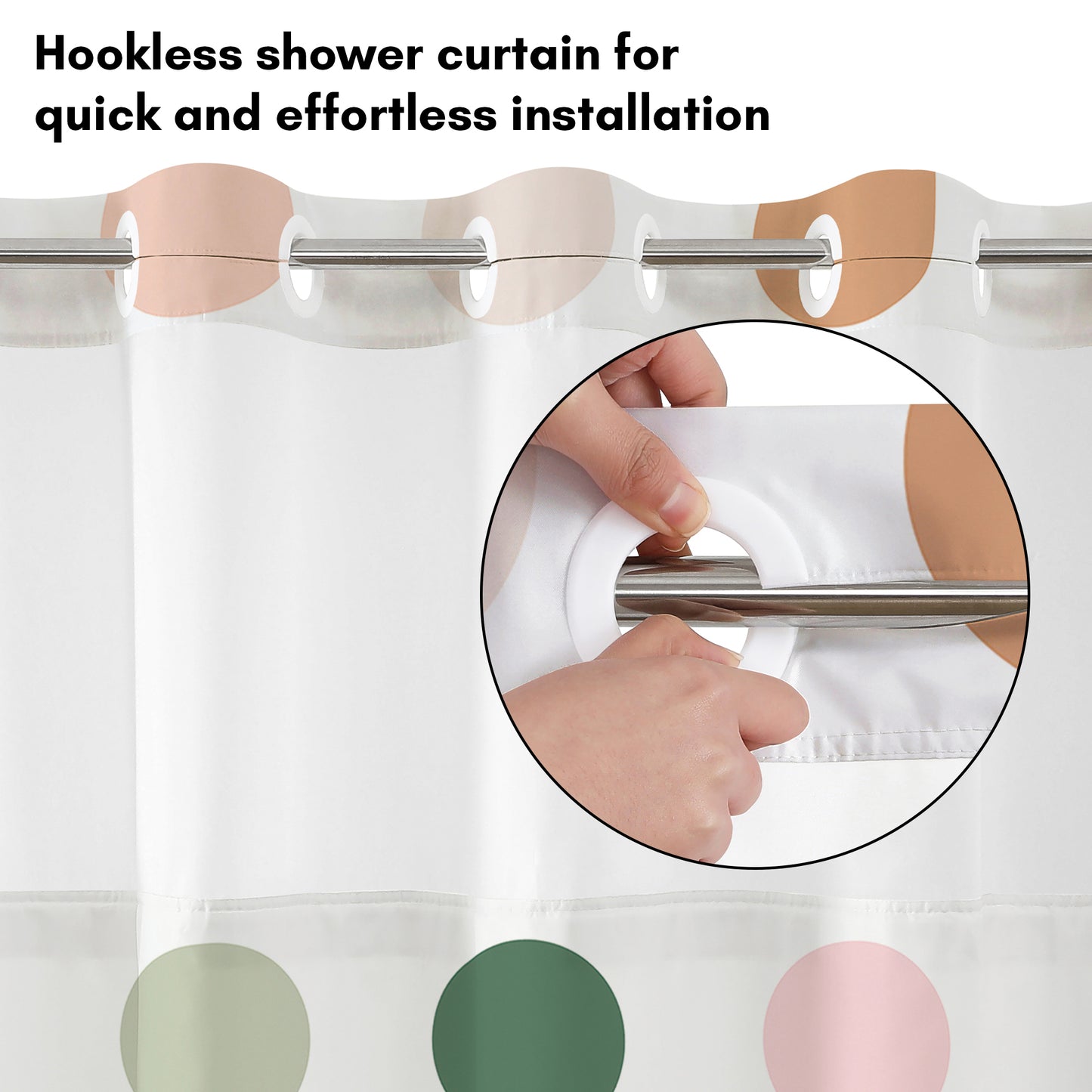 Americanflat 72x75 Hookless Shower Curtain - Water-Resistant Abstract Shower Curtain with Sheer Panel, Snap-In Liner, and Grommets