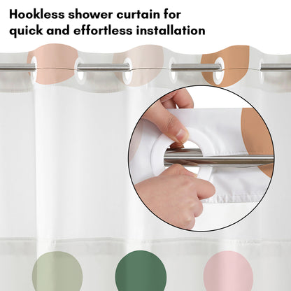 Americanflat 72x75 Hookless Shower Curtain - Water-Resistant Abstract Shower Curtain with Sheer Panel, Snap-In Liner, and Grommets