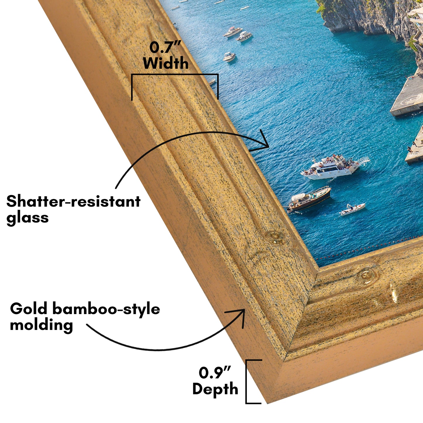 Americanflat Picture Frame | Faux Bamboo Molding | Shatter-Resistant Glass