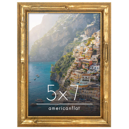 Americanflat Picture Frame | Faux Bamboo Molding | Shatter-Resistant Glass