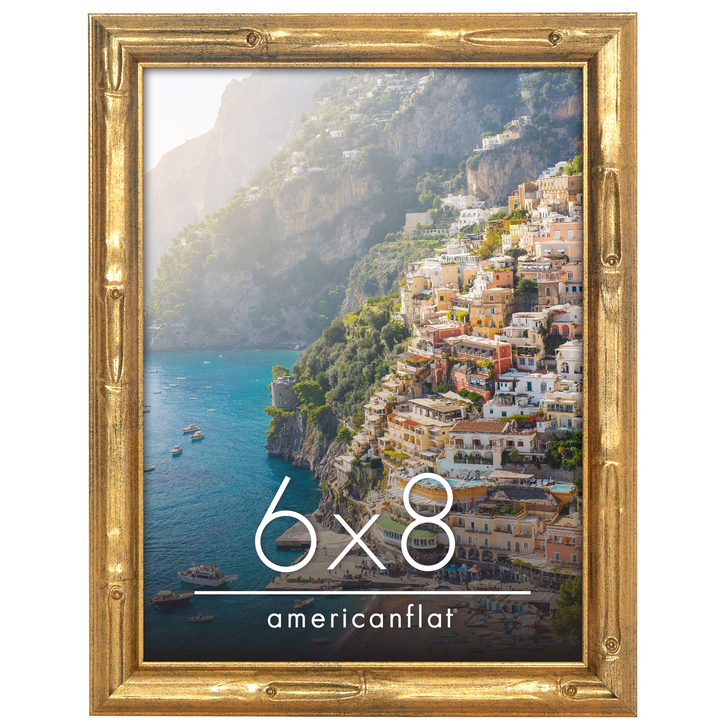Americanflat Picture Frame | Faux Bamboo Molding | Shatter-Resistant Glass