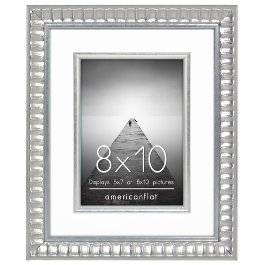 Americanflat Picture Frame with Decorative Inner Mat Accent - Shatter Resistant Glass and Easel Stand