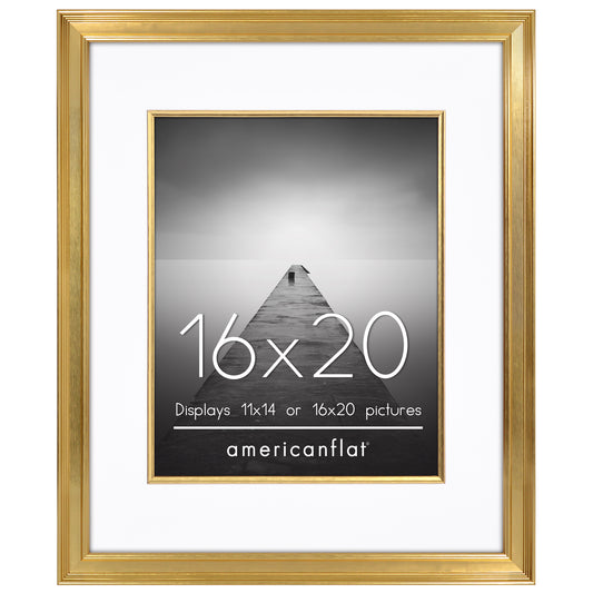 Americanflat Picture Frame with Decorative Inner Mat Accent - Statement Frame with Polished Plexiglass