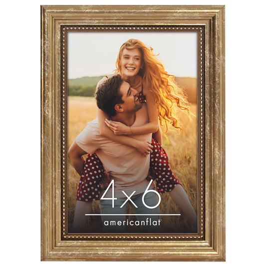 Americanflat Vintage Picture Frame with Beaded Accents with Shatter Resistant Glass and Easel Stand
