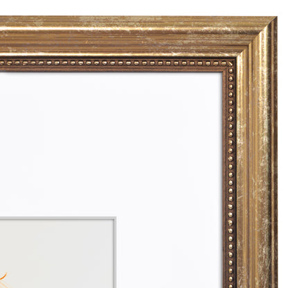 Americanflat Vintage Picture Frame with Mat and Beaded Accents with Shatter Resistant Glass