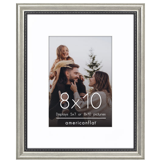 Americanflat Vintage Picture Frame with Mat and Beaded Accents with Shatter Resistant Glass