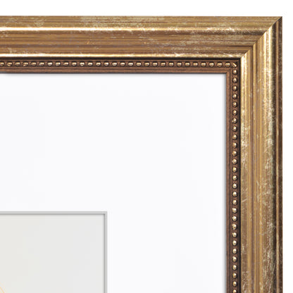 Americanflat Vintage Picture Frame with Mat and Beaded Accents with Shatter Resistant Glass