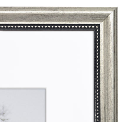 Americanflat Vintage Picture Frame with Mat and Beaded Accents with Shatter Resistant Glass