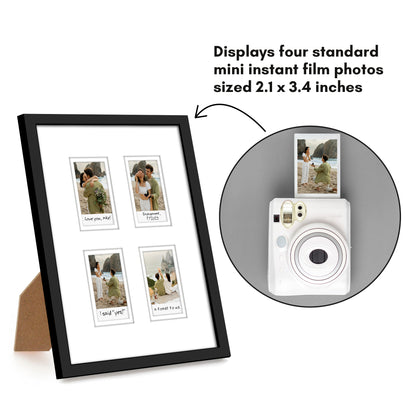 Americanflat Mini Instant Photo Collage Frame with Double White Mat - Display 2.1x3.4" Photos - Black