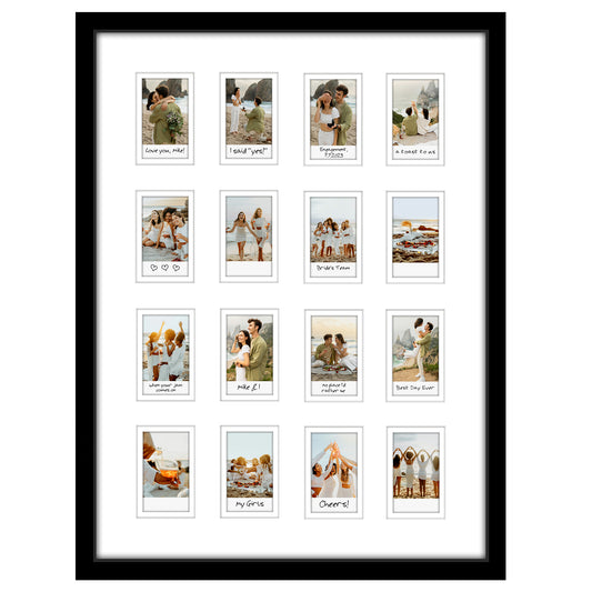 Americanflat Mini Instant Photo Collage Frame with Double White Mat - Display 2.1x3.4" Photos - Black