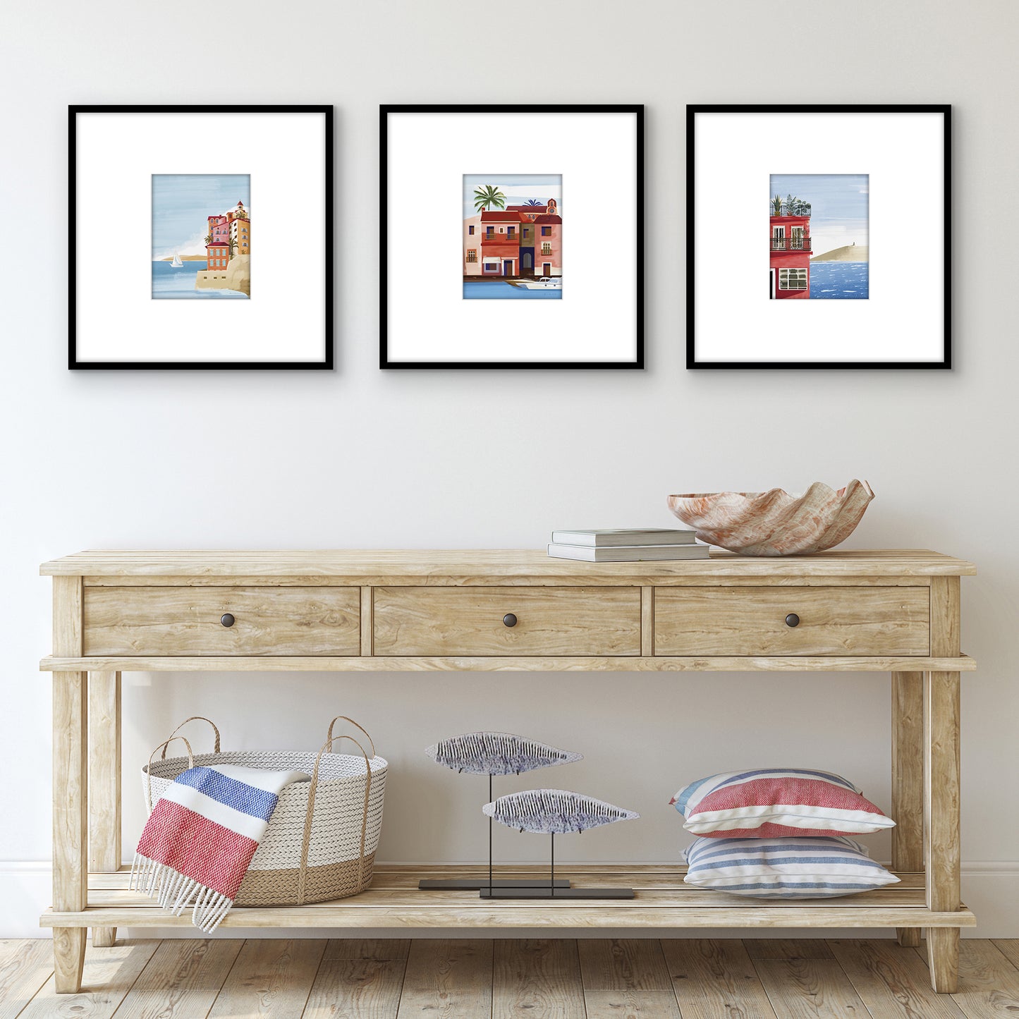 Americanflat 20x20 Poster Frame - Set of 3 - Use as 8x10 Frame with Mat or 20x20 Frame Without Mat - Black