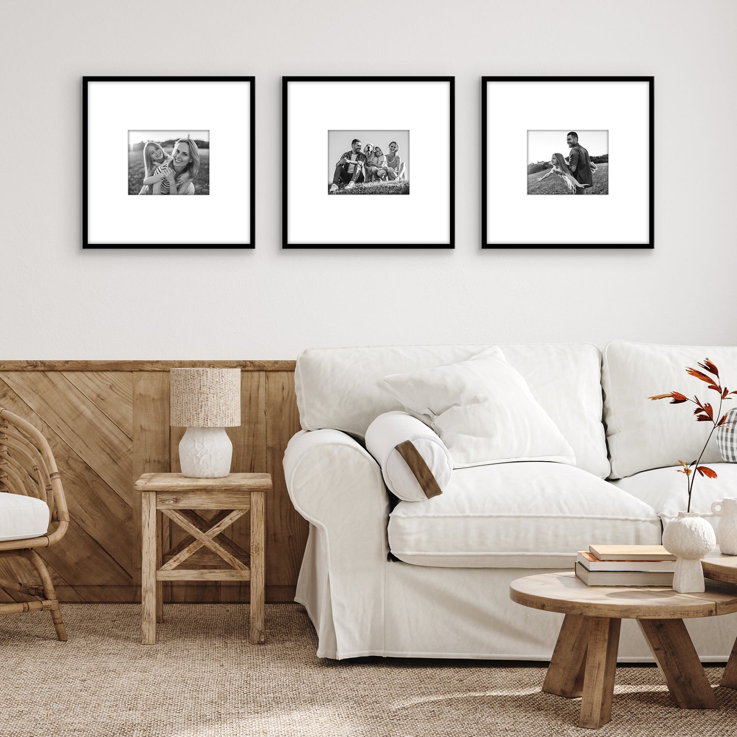 Americanflat 20x20 Poster Frame - Set of 3 - Use as 8x10 Frame with Mat or 20x20 Frame Without Mat - Black