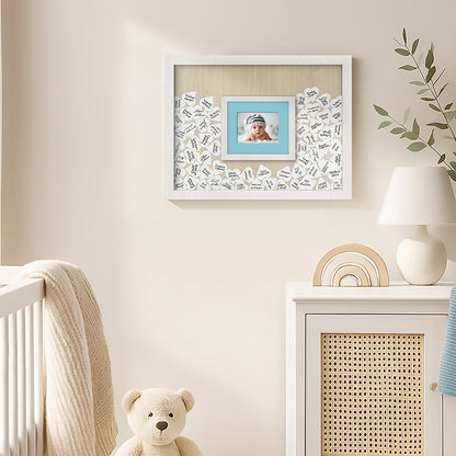 Americanflat 12x16 Baby Shower Guest Book with Pink and Blue Mats | Includes 80 Heart Tokens | White