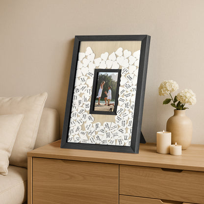 Americanflat 12x16 Wedding Shower Guest Book | Includes 80 Heart Tokens | Black