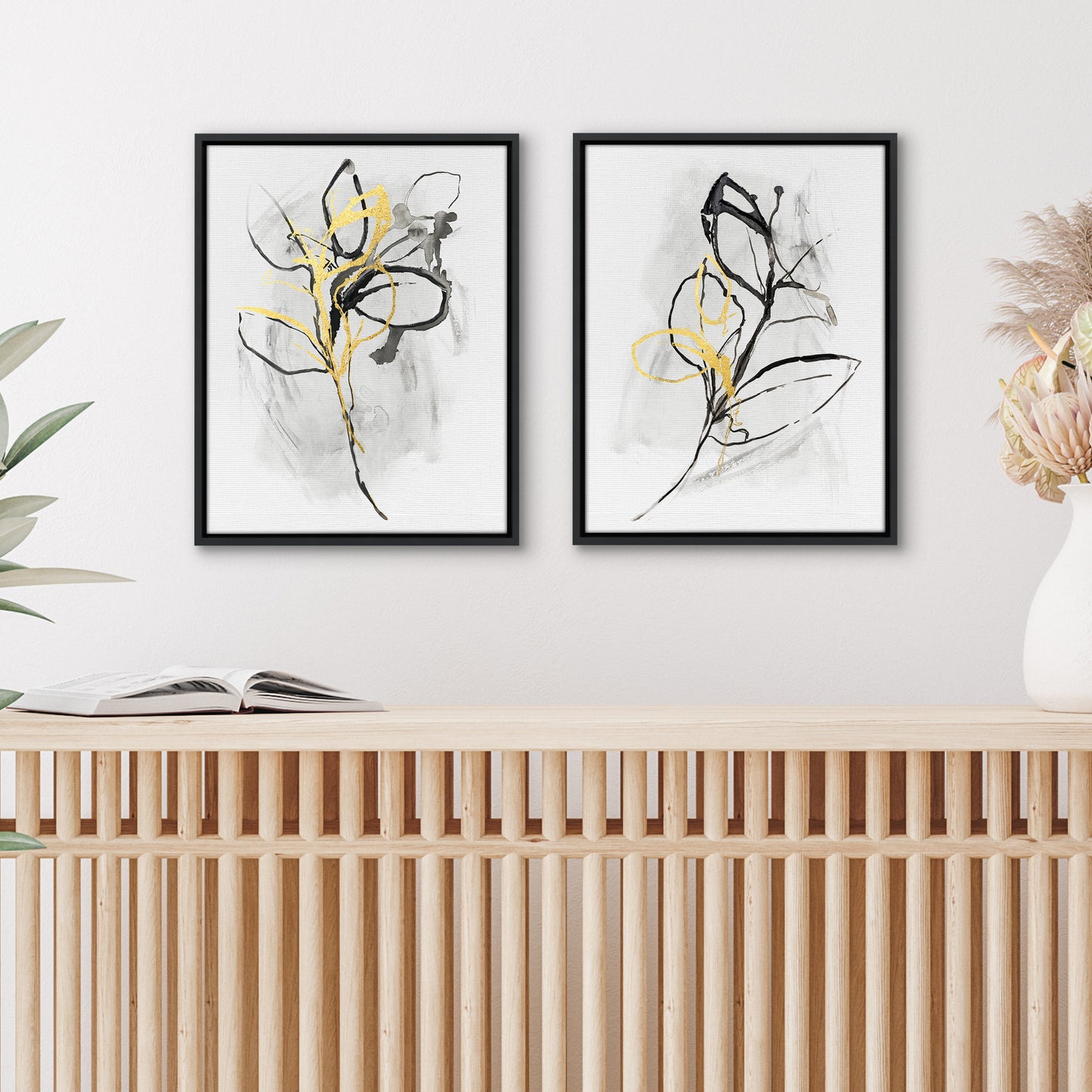 Americanflat Black and White Modern Canvas Wall Art - Set of 2 - Modern Abstract Wall Art