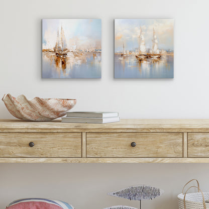 Americanflat Coastal-Inspired Canvas Wall Art - Gallery Wrap - Set of 2 - The Gold Boats