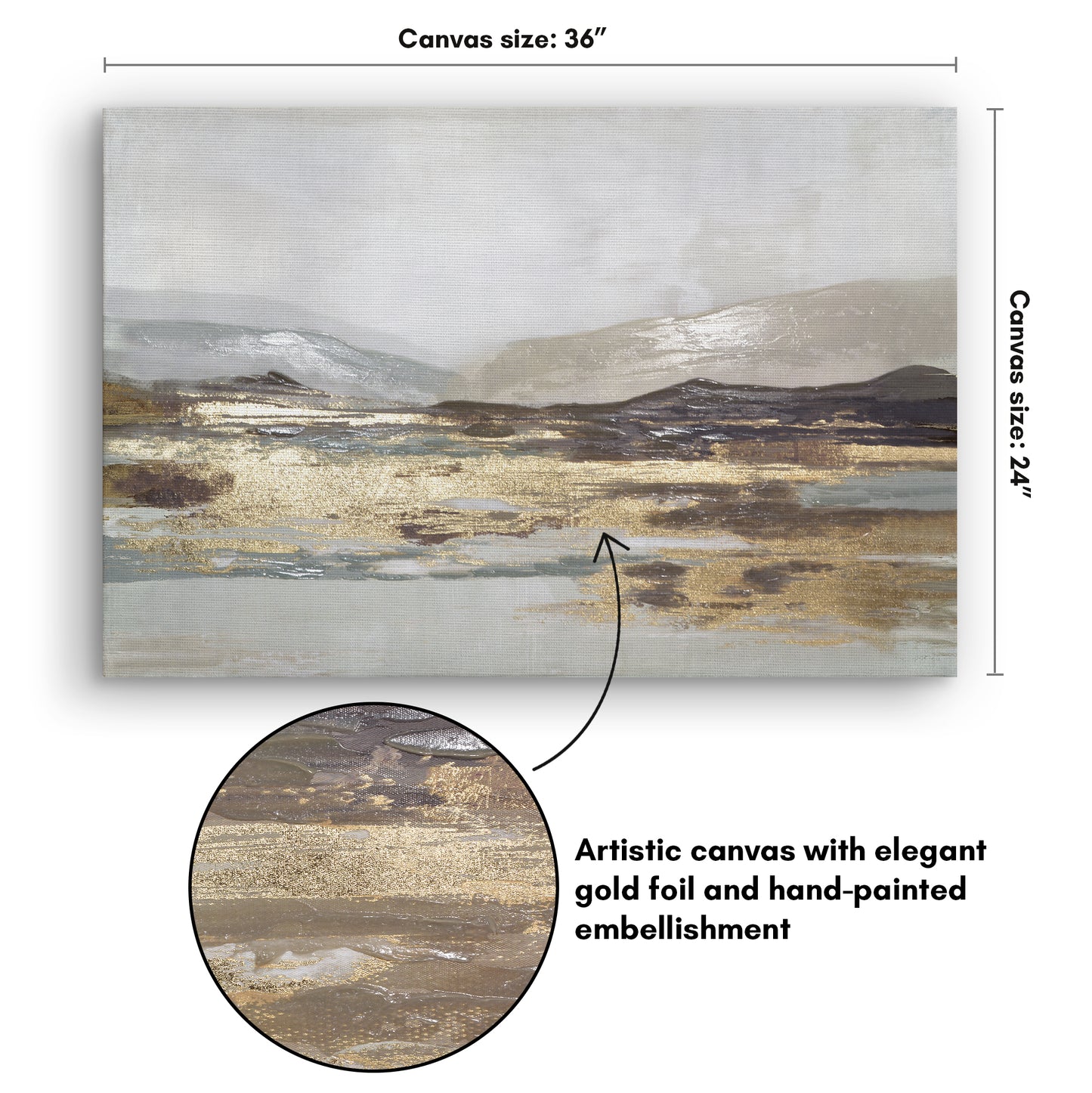 Abstract Earth Tones Canvas Wall Art with Hand-Painted Accents and Gold Foil - Gallery Wrap