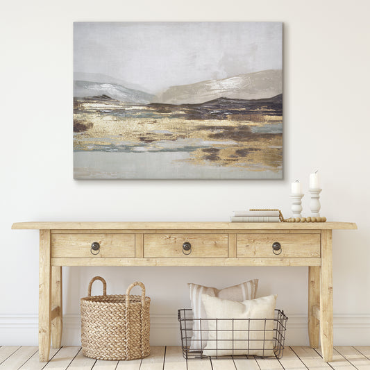 Abstract Earth Tones Canvas Wall Art with Hand-Painted Accents and Gold Foil - Gallery Wrap