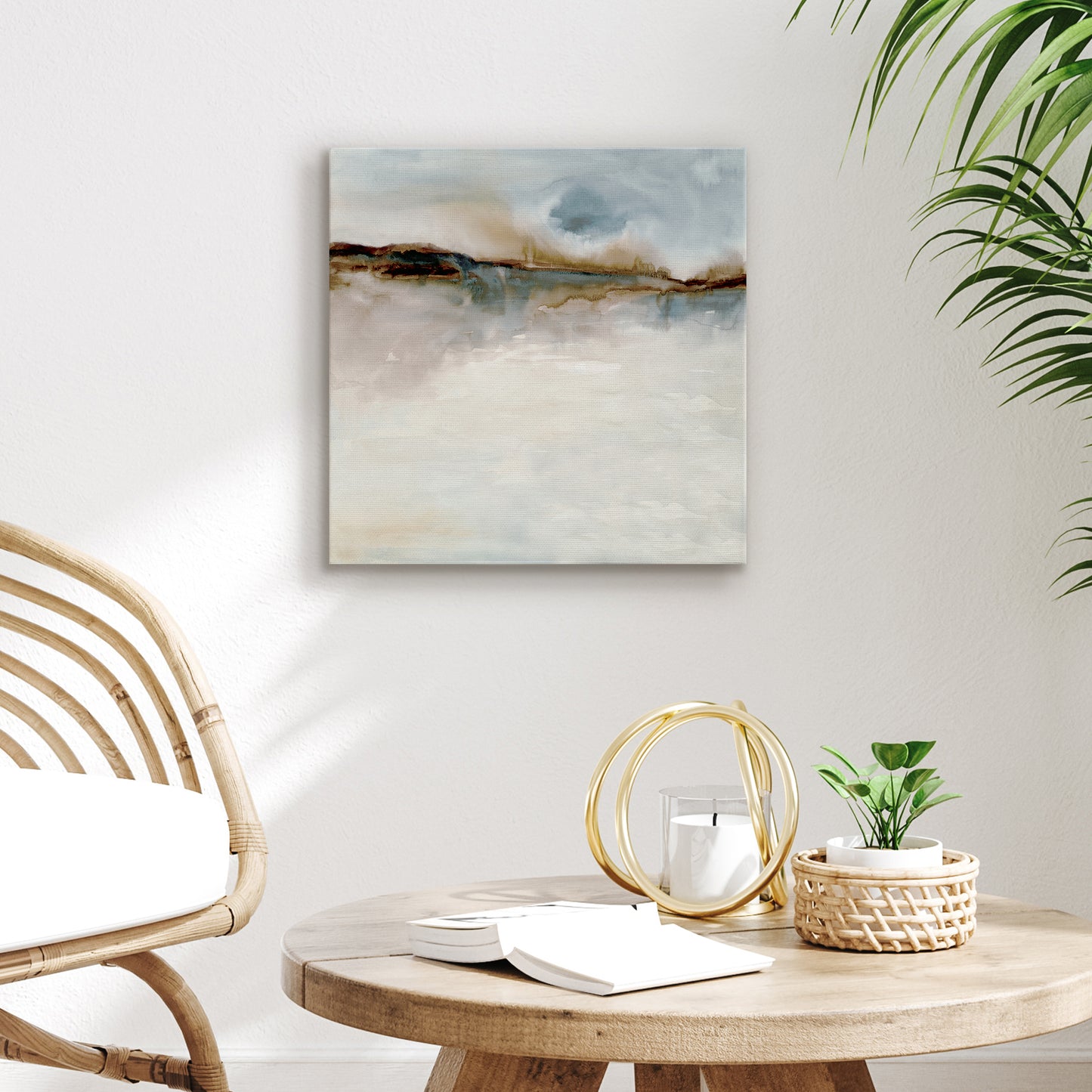 Abstract Earth Tones Canvas Wall Art - Gallery Wrap - The ‘Memories of Lake’ by Pi Creative Art