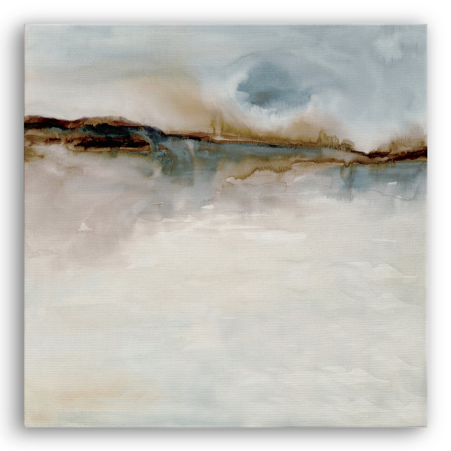 Abstract Earth Tones Canvas Wall Art - Gallery Wrap - The ‘Memories of Lake’ by Pi Creative Art