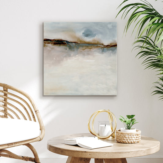 Abstract Earth Tones Canvas Wall Art - Gallery Wrap - The ‘Memories of Lake’ by Pi Creative Art
