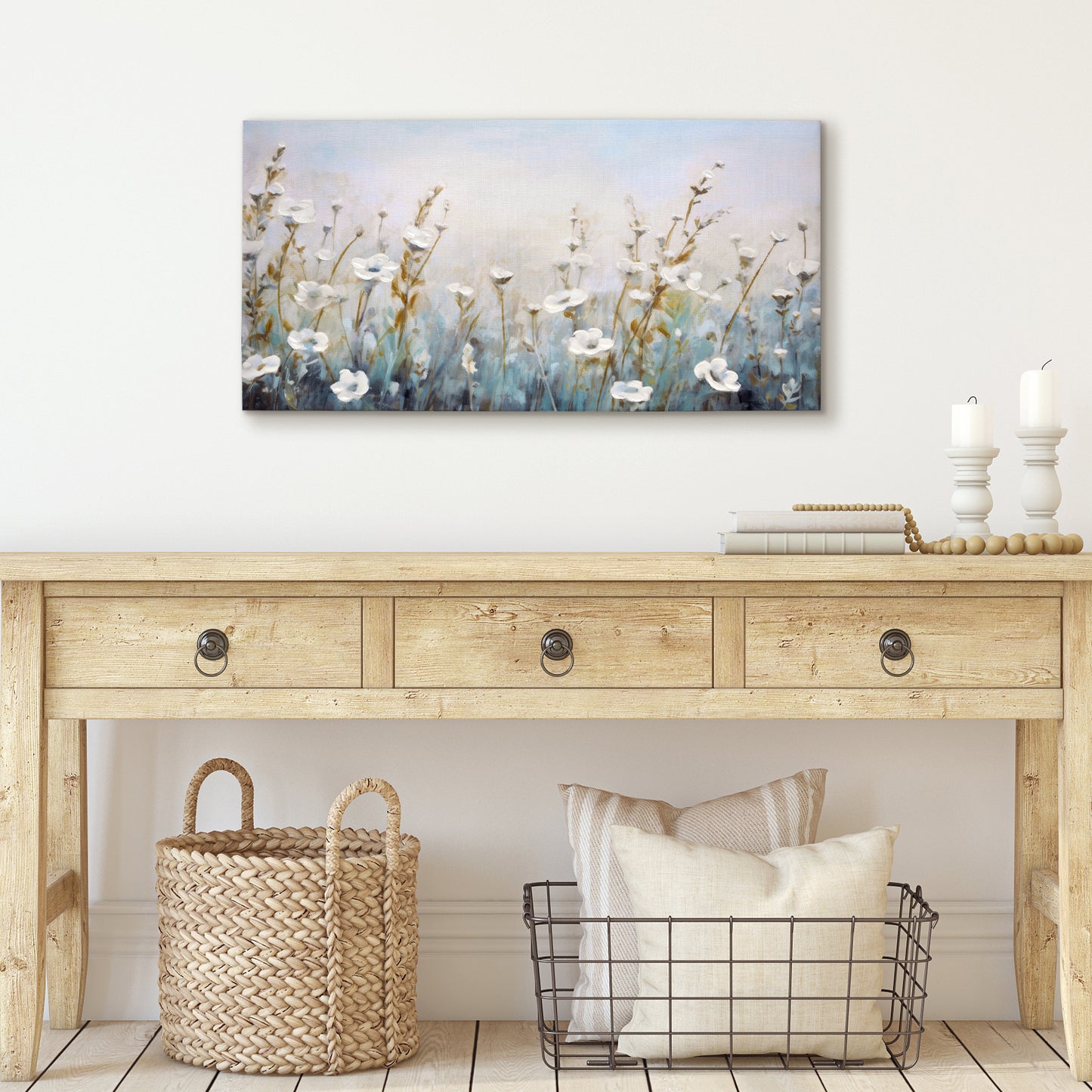 Americanflat Floral Canvas Wall Art with Hand-Painted Accents - Gallery Wrap - The Meadow of Tranquility