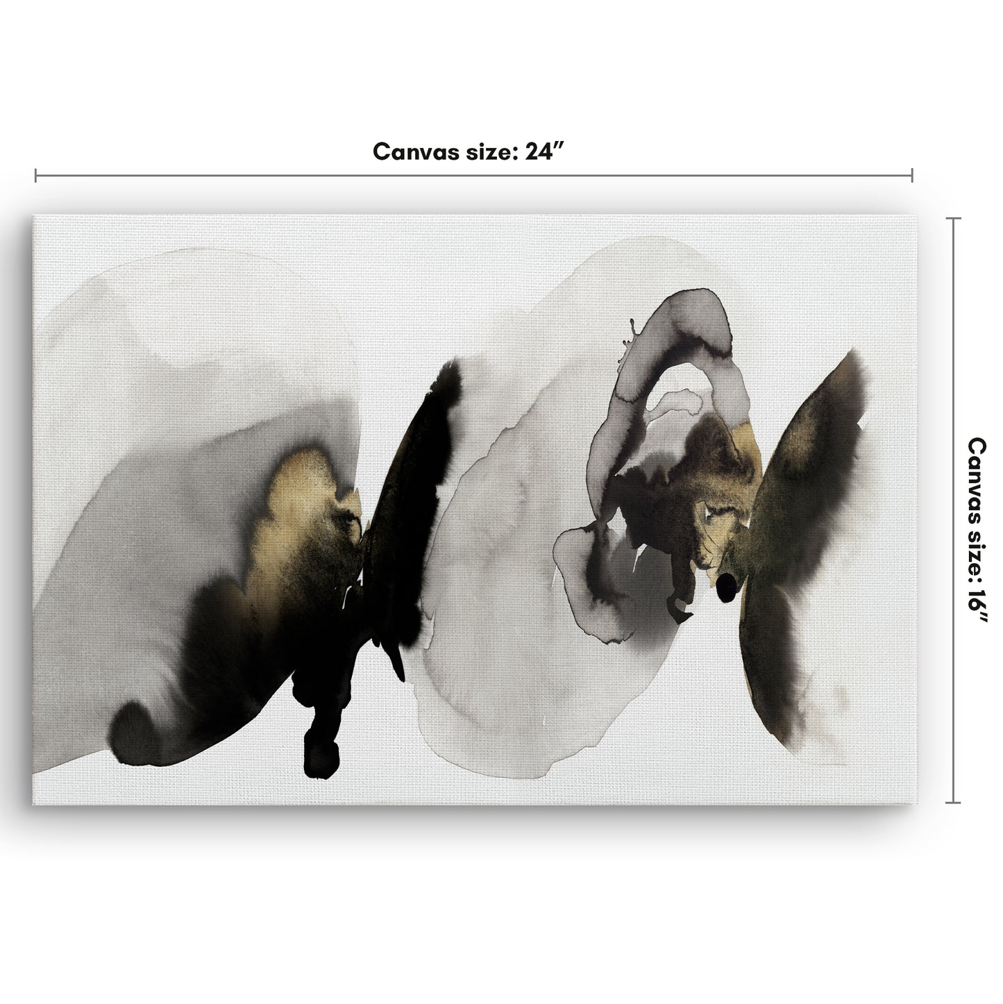 Black and White Modern Canvas Wall Art - Gallery Wrap - The ‘Flowing Rythm’ by Pi Creative Art