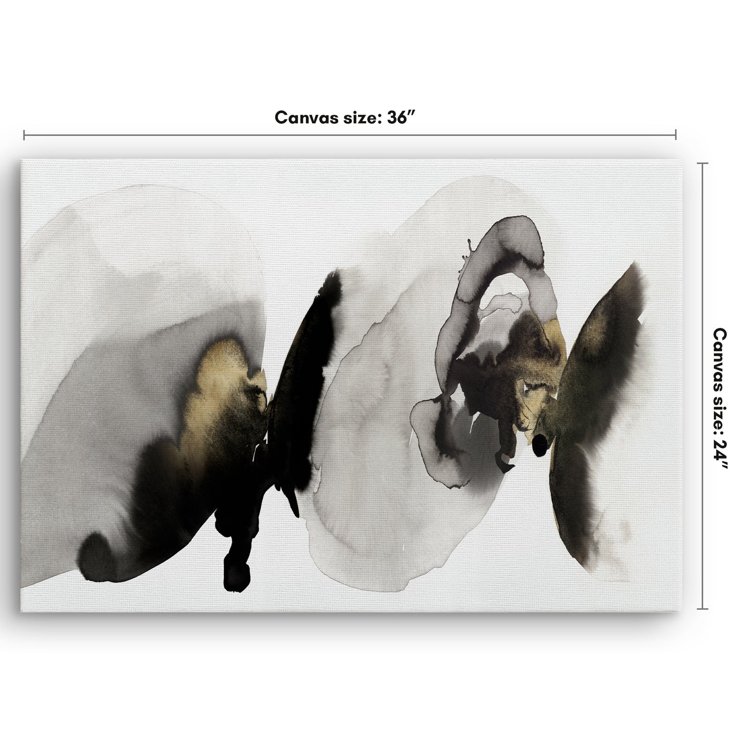 Black and White Modern Canvas Wall Art - Gallery Wrap - The ‘Flowing Rythm’ by Pi Creative Art