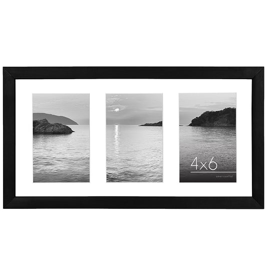 14x8 Triple Collage Picture Frame | Displays Three 4x6 Photos