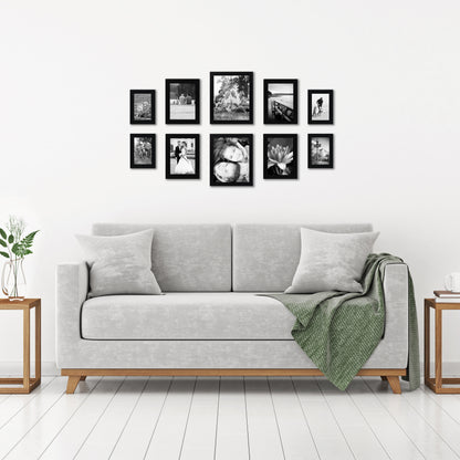 Americanflat | Set of 10 Picture Frames with Shatter-Resistant Glass | Gallery Wall Frame Set with Two 8x10, Four 5x7 and Four 4x6 Frames | Signature Collection | Black