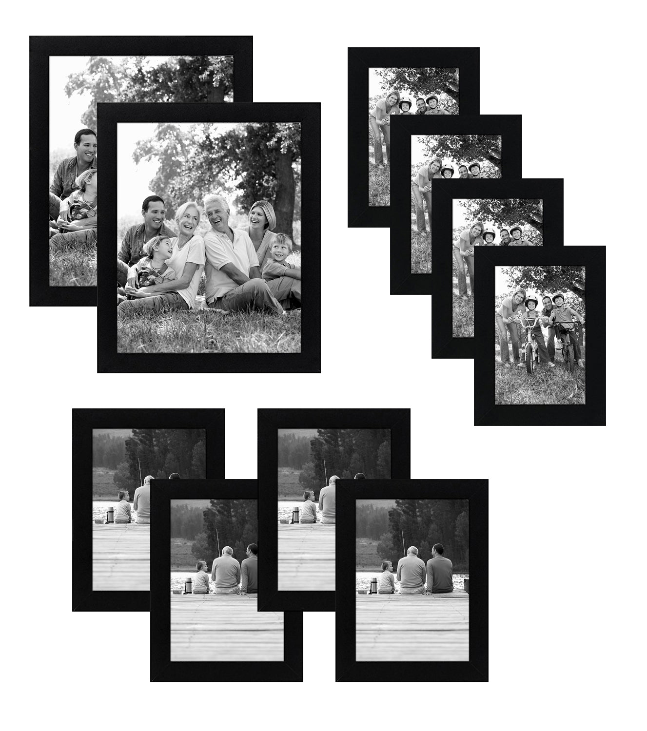 Americanflat | Set of 10 Picture Frames with Shatter-Resistant Glass | Gallery Wall Frame Set with Two 8x10, Four 5x7 and Four 4x6 Frames | Signature Collection | Black