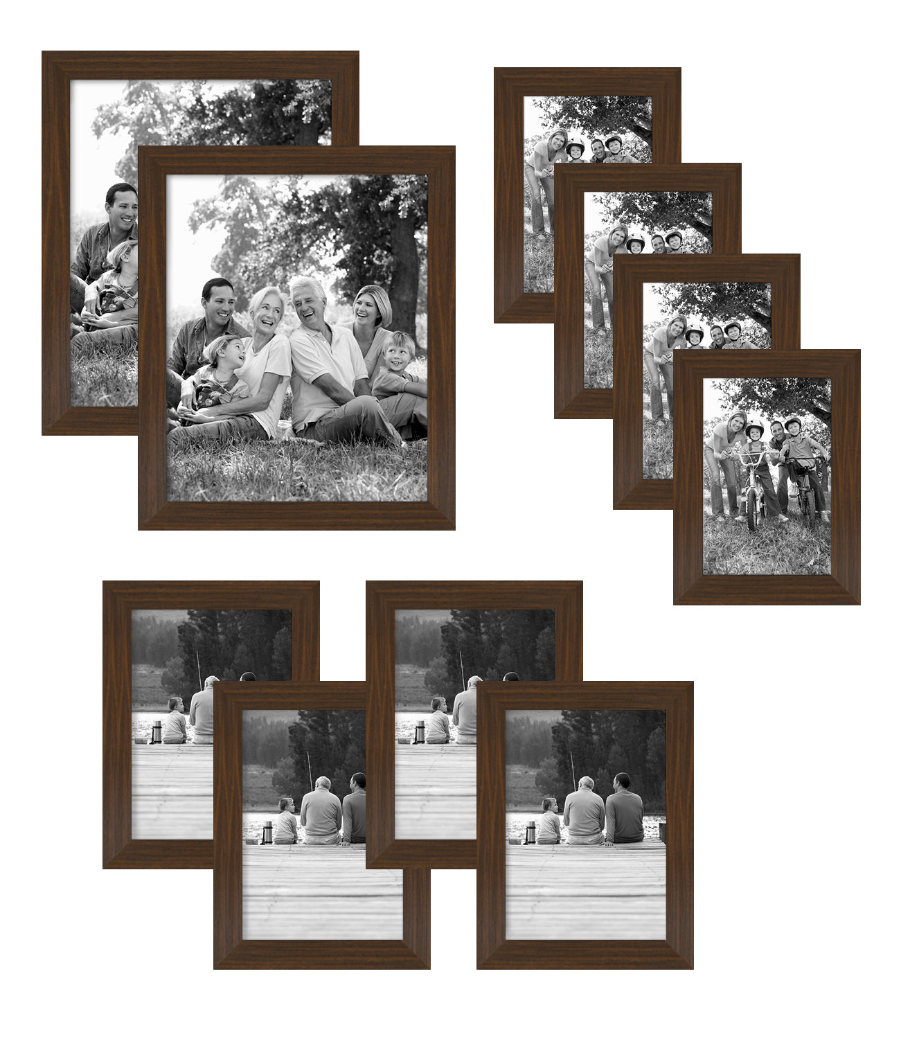 Americanflat | Set of 10 Picture Frames with Shatter-Resistant Glass | Gallery Wall Frame Set with Two 8x10, Four 5x7 and Four 4x6 Frames | Signature Collection | Walnut