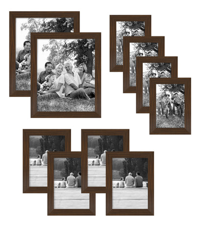 Americanflat | Set of 10 Picture Frames with Shatter-Resistant Glass | Gallery Wall Frame Set with Two 8x10, Four 5x7 and Four 4x6 Frames | Signature Collection | Walnut