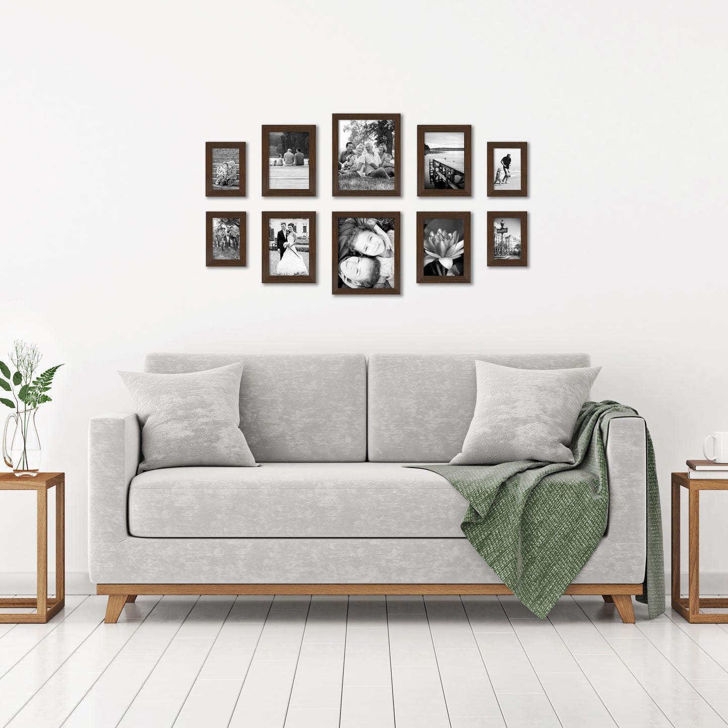 Americanflat | Set of 10 Picture Frames with Shatter-Resistant Glass | Gallery Wall Frame Set with Two 8x10, Four 5x7 and Four 4x6 Frames | Signature Collection | Walnut