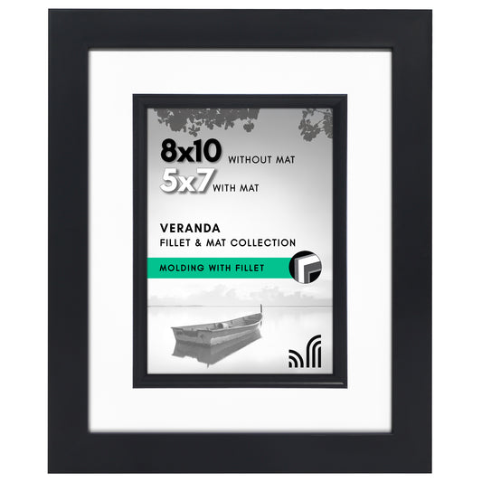 Americanflat Picture Frame Shatter-Resistant Glass and Easel Stand | Decorative Inner Mat Accent