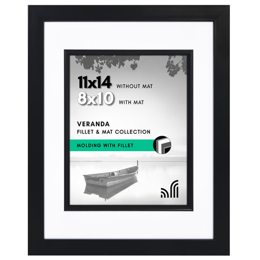 Americanflat Picture Frame With Shatter-Resistant Glass | Decorative Inner Mat Accent | Gallery-Style