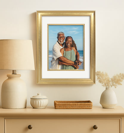 Americanflat Picture Frame With Shatter-Resistant Glass | Decorative Inner Mat Accent | Gallery-Style