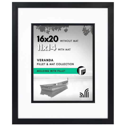 Americanflat Picture Frame With Polished Plexiglass | Decorative Inner Mat Accent | Classic Molding