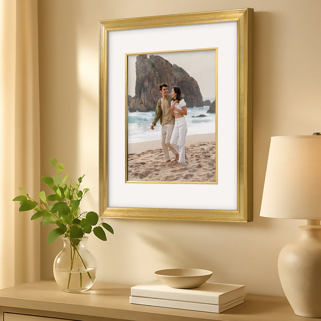 Americanflat Picture Frame With Polished Plexiglass | Decorative Inner Mat Accent | Classic Molding