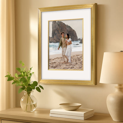 Americanflat Picture Frame With Polished Plexiglass | Decorative Inner Mat Accent | Classic Molding