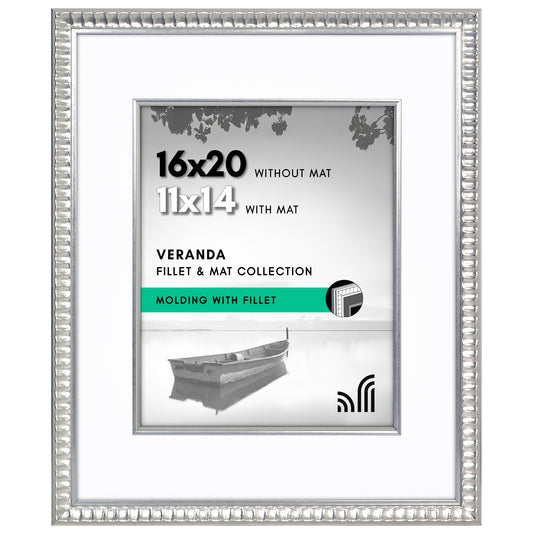 Americanflat Picture Frame With Polished Plexiglass | Decorative Inner Mat Accent | Classic Molding