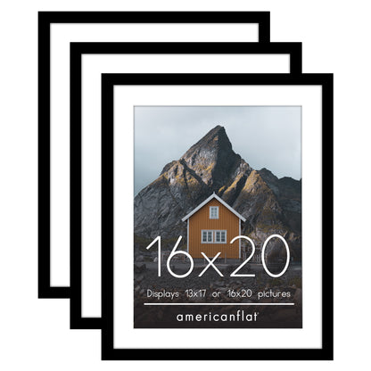 Americanflat | Black Picture Frames | Shatter-Resistant Glass | 3 Pack | Use with the Included Mats