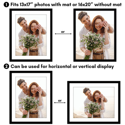 Americanflat | Black Picture Frames | Shatter-Resistant Glass | 3 Pack | Use with the Included Mats