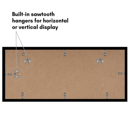 Americanflat 11x27 Poster Frame with Polished Plexiglass - Set of 5 - Use as 8x24 Frame with Mat or 11x27 Frame Without Mat - Galleria Collection - Gallery Wall Frame Set for Wall Display - Black