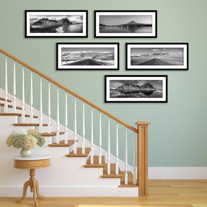 Americanflat 11x27 Poster Frame with Polished Plexiglass - Set of 5 - Use as 8x24 Frame with Mat or 11x27 Frame Without Mat - Galleria Collection - Gallery Wall Frame Set for Wall Display - Black