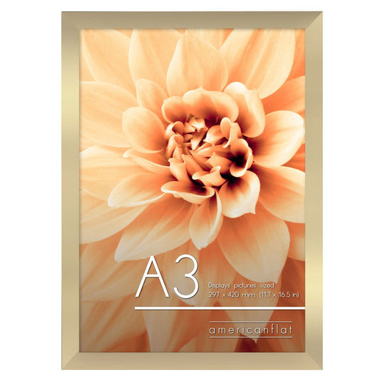 Americanflat A3 Picture Frame with Shatter-Resistant Glass - 11.7x16.5 Frame with Engineered Wood - Signature Collection - A3 Frames for Wall Display - Gold