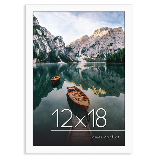 Americanflat 12x18 Poster Frame with Shatter-Resistant Glass - Signature Collection - Gallery-Style Frames Made of Engineered Wood - Photo Frame for Wall Display - White