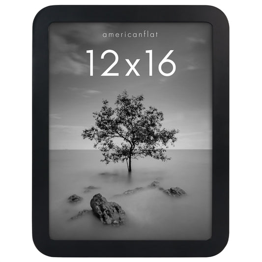 Americanflat 12x16 Picture Frame with Round Corner Molding - Mod Collection - Black Photo Frame with Shatter-Resistant Glass for Wall Display