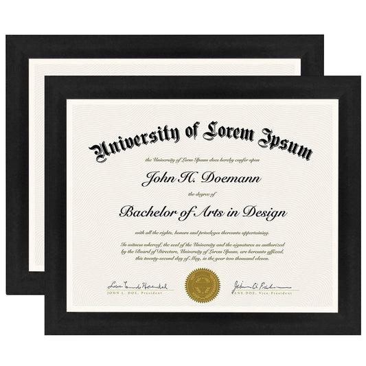 Americanflat 8.5x11 Diploma Frame with Shatter-Resistant Glass - Set of 2 - Document Frames with Engineered Wood - Legacy Collection - Certificate Frame for Tabletop and Wall Display - Black