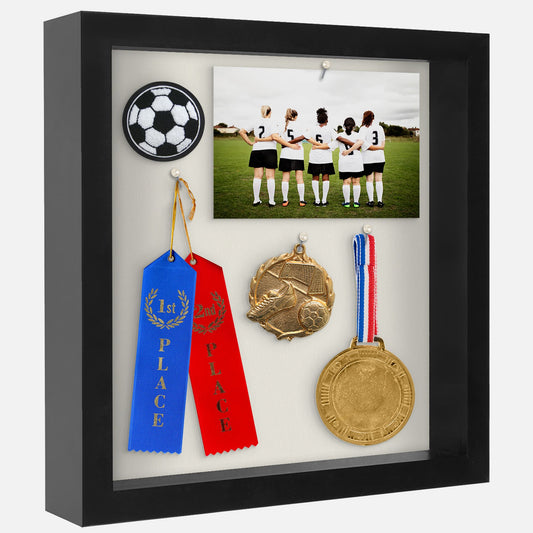 Americanflat 11x11 Shadow Box Frame with Shatter-Resistant Glass - Silhouette Collection - Large Shadow Box Display Case for Tabletop and Wall Display - Black with Soft Felt Back